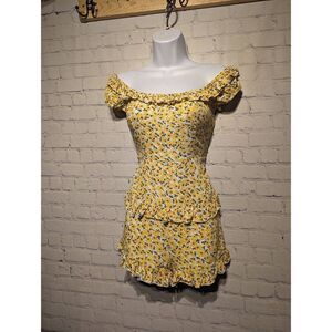 Zaful yellow floral romper size medium